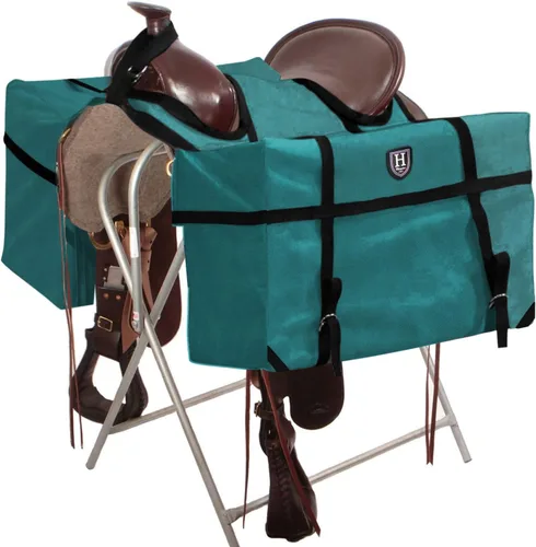 Vista 6 de Harrison Howard Robusto seguro versátil sobre la bocina contorneado sin rebote diseño alforja alforja bolsas portador Western Saddle Bag Negro