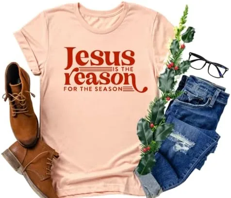 Vista 3 de Jesus Is The Reason For The Season Shirt, Christmas Shirts for Women Plus Size, Faith Based Christmas Tshirt, Stocking Stuffers Christian Gifts