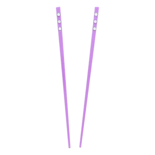 Vista 7 de Juego de 2 palillos de pelo con 3 diamantes - Negro