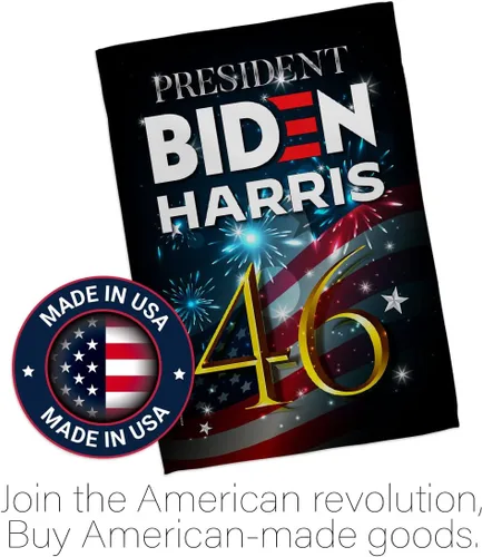 Vista 5 de Biden Harris Flag Juego de bandera de jardín President 46 con soporte de pared para votación patriótica, fiesta de té republicana demócrata