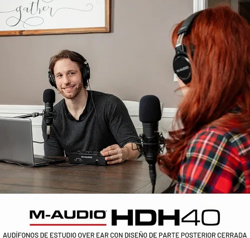 Vista 7 de M-AUDIO HDH40 - Auriculares de estudio sobre la oreja con diseño de parte trasera cerrada, diadema flexible y cable de 2.7m para monitoreo