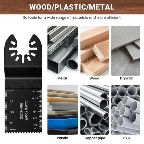 Vista 5 de 43 hojas de sierra oscilantes, kit multiherramienta premium para madera/metal/plástico, hojas de sierra de liberación rápida, compatible con Porter