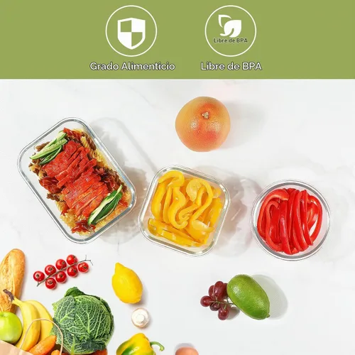 Vista 4 de BAYZZ Juego de 30 piezas de recipientes de vidrio para almacenamiento de alimentos, recipientes de vidrio para preparación de comidas con tapas