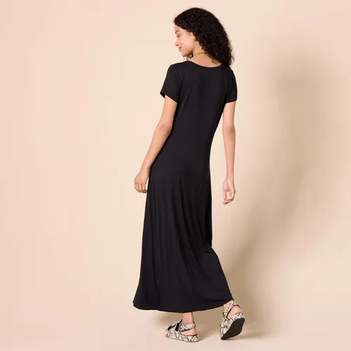 Vista 3 de Tienda Essentials Vestido Maxi de manga corta para mujer, fluido