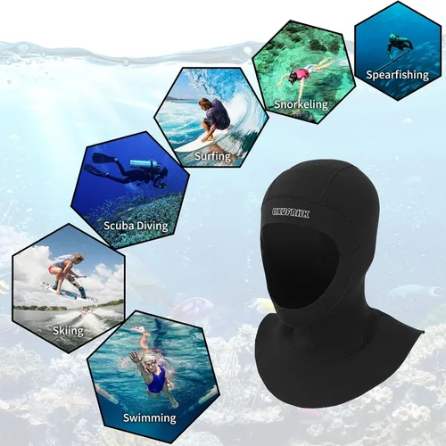 Vista 5 de Traje de neopreno con capucha de buceo para hombres y mujeres, buceo, esnórquel, kayak, natación, vela, piragüismo, surf, deportes acuáticos