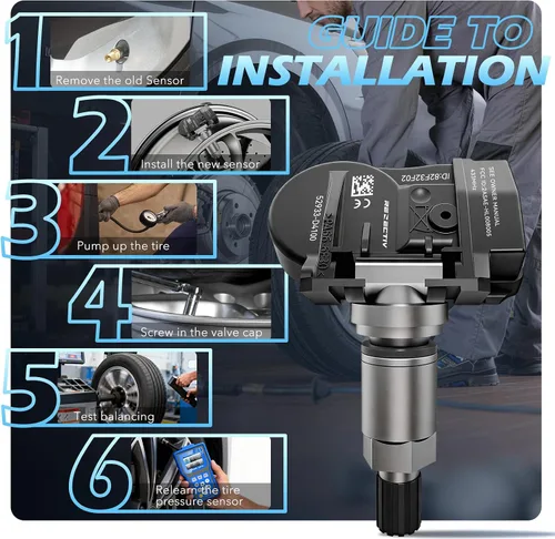 Vista 10 de RENECTIV Sensor TPMS, sensor de monitoreo de presión de neumáticos de 433 MHz apto para Kia Hyundai Replace#52933-D4100 52933-D9100 (4 piezas)