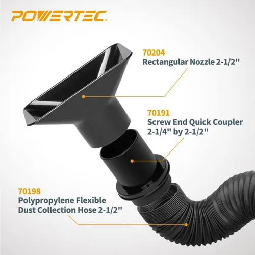 Vista 3 de POWERTEC 70204 Boquilla rectangular para capó recogida de polvo para accesorios de manguera de recolección de polvo de 2-1/2