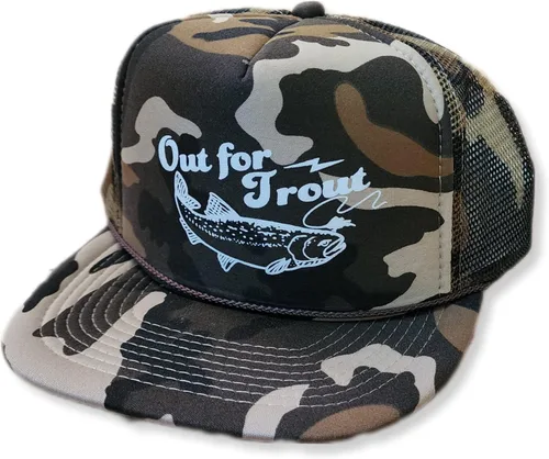 Vista 20 de ThatsRad Out for Trout Camionero Camuflaje Sombrero Visera Cuerda Snapback Camo Pesca Mosca