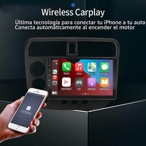 Vista 2 de para 2001-2005-Honda-Civic-Radio, Carplay inalámbrico y Android Auto 2G RAM