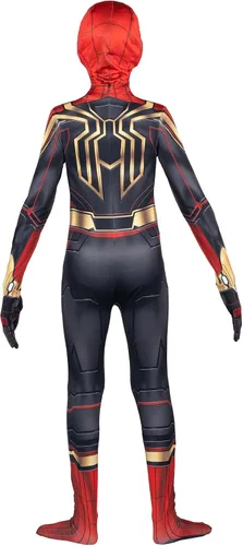 Vista 4 de Marvel - Traje Zentai integrado clásico de Spider-Man para niños, disfraz de Spiderman para Halloween