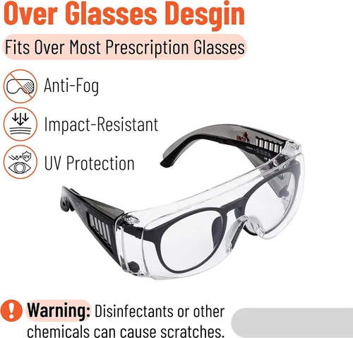 Vista 3 de UNCO - Gafas de seguridad sobre gafas, gafas protectoras, antiniebla, para trabajo, gafas de seguridad sobre gafas