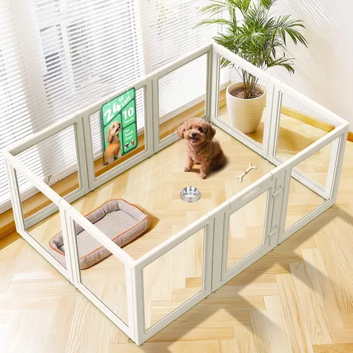 Vista 48 de FXW AuraSpace - Cerca acrílica para perros pequeños, para interiores, 24 pulgadas, 2 paneles, incluye 1 puerta y 1 panel, color negro