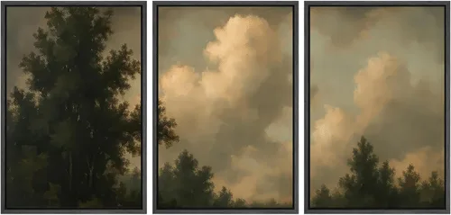 Vista 99 de SIGNWIN Lienzo enmarcado para pared, juego de arte de campos pastorales, flores silvestres, campo rústico, paisaje, floral, ilustraciones modernas