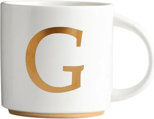 Vista 12 de COLLECTIVE HOME - Tazas de cerámica con monograma, tazas de café con inicial dorada de 15 onzas, elegantes tazas de té del alfabeto, elegante taza p