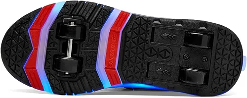 Vista 5 de Zapatos con ruedas para niños 4 ruedas mejoradas, modelo 16 LED, recargable, colorido, para niñas, niños, tenis retráctiles, zapatos de skate