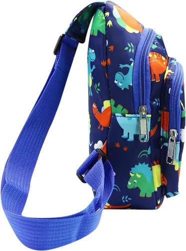 Vista 3 de ANKOMINA Mochila bandolera pequeña para niños diseño de dinosaurio unicornio y hombro para exteriores viajes senderismo Azul Patchwork talla única