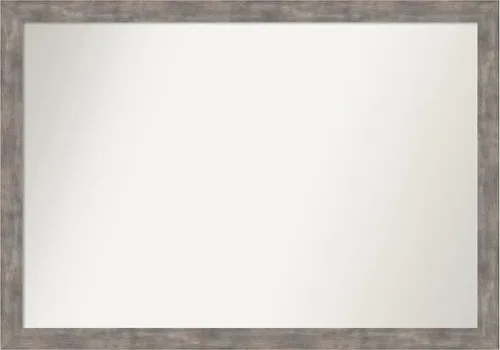 Vista 226 de Amanti Art Silver Bathroom Mirror for Over Sink, 26x45 Custom Made Marred Pewter Rectangle Vanity Mirror, Oversize Casual Wood Frame, Hangs Estaño