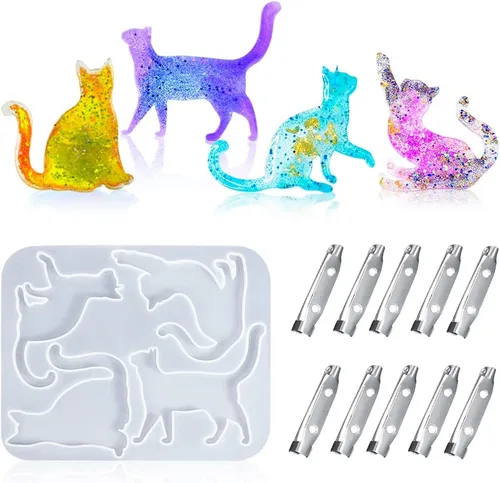 Vista 9 de iSuperb Moldes de resina del alfabeto, moldes de silicona para gatos, moldes de epoxi para manualidades, para joyería, collares, aretes, juego