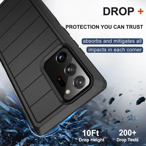 Vista 4 de Funda para Galaxy Note 20 Ultra con funda de clip para cinturón, 2 protectores de pantalla, grado militar, cuerpo completo, resistente, a prueba