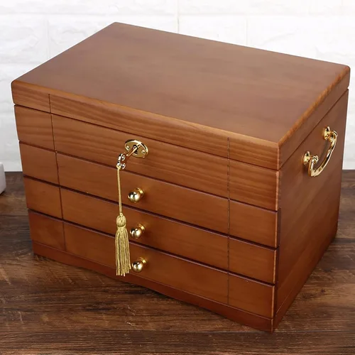 Vista 6 de Joyero grande de madera de 345 capas con cerradura y espejo, joyero para mujeres y niñas, anillos y collares, cajas de joyería y organizadores (L)