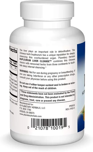 Vista 2 de Planetary Herbals Bupleurum Liver Cleanse 545mg - Con calcio, rizoma de ciprés, jengibre y más - 72 tabletas Supports the Natural Cleanseing