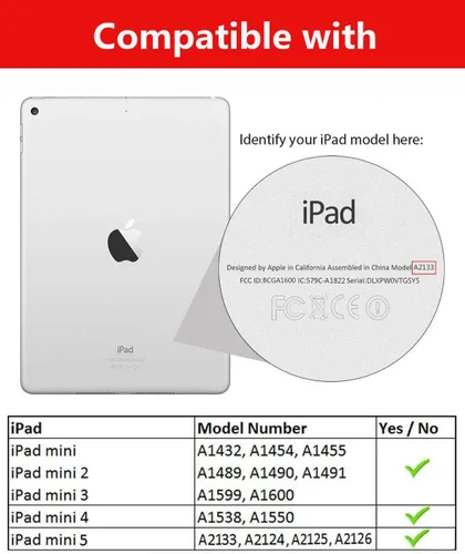 Vista 2 de Funda para iPad Mini 5/Mini 4, iPad Mini 1/2/3, Funda de piel sintética premium con función de encendido automático inteligente para iPad Mini 5ª/4ª