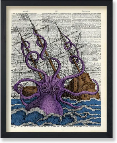 Vista 66 de Poster Master Póster de pulpo para parejas, póster de diccionario, arte Kraken, regalo romántico para él, ella, amantes, decoración náutica