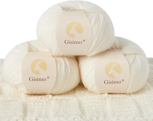 Vista 10 de 100% lana merino para tejer y ganchillo, hilo lujoso y suave de 6 cabos para tejer y crochet a mano, 1.76 oz/50 g, 127 yardas/116 metros