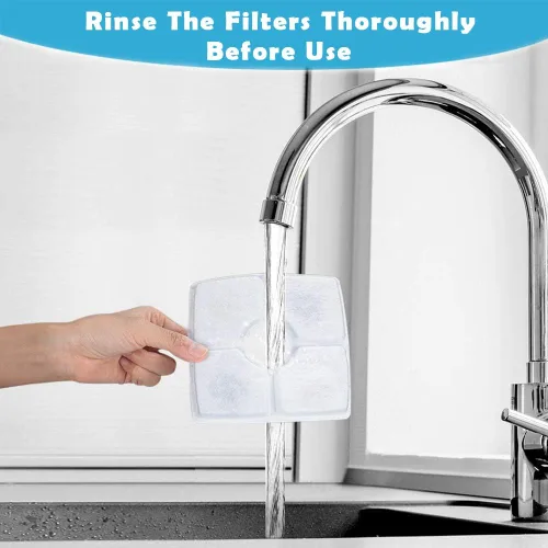 Vista 5 de Paquete de 8 filtros de fuente de agua para gatos, filtros de fuente de repuesto para fuente de agua cuadrada de 84 oz/2.5 L automática para mascotas