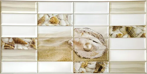 Vista 3 de Dundee Deco PG7033 - Carcasa de perlas de imitación blancas, 3.1 pies x 1.6 pies, panel de pared 3D de PVC, decoración de paneles de pared de diseño