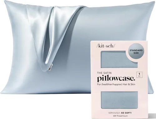 Vista 30 de Kitsch Funda de almohada de satén con cremallera, tamaño estándar, Aura