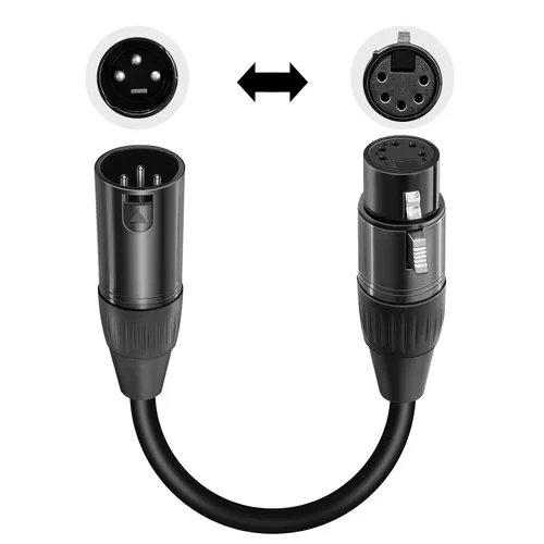 Vista 5 de Paquete de 2 cables adaptadores XLR profesionales de 3 pines macho a DMX de 5 pines hembra de 12 pulgadas para control de iluminación, micrófonos