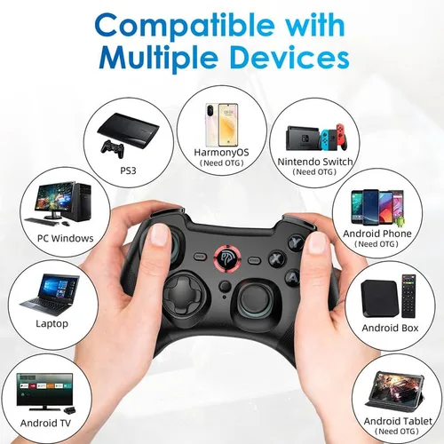 Vista 2 de EasySMX Wireless Gamepad Joystick Controller, 2.4G Gaming Controller for PCPS3AndroidAndroid TV BOX, with Turbo, Pulg and Play, Dual Vibration, 14