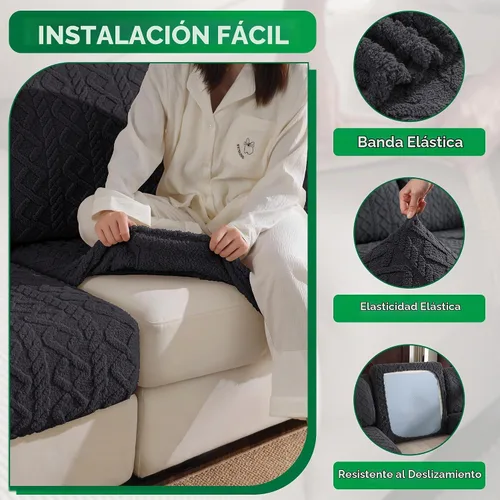 Vista 7 de OHSIO Fundas para Cojines de Sofá, Funda de Sofá de Felpa Super Suave y Gruesa Elástica Funda de Sofá Seccional Lavable Amigable para Mascotas Gris