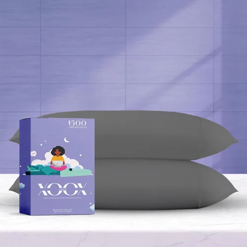 Vista 8 de XOOX Linen Juego de 4 fundas de almohada de algodón egipcio, tamaño Queen, fundas de almohada de lujo de 1500 hilos de alto tamaño estándar
