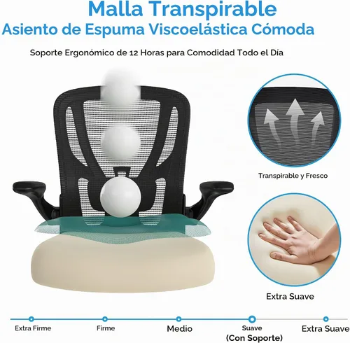 Vista 7 de Silla de oficina ergonómica para escritorio, silla de computadora