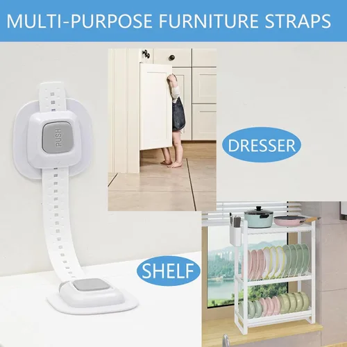 Vista 8 de YEYA - Anclajes de pared para muebles sin taladro, anti punta Ajustable, a prueba de bebés, mejorado 2P