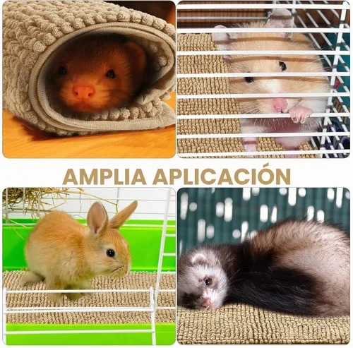 Vista 6 de Amylove 4 piezas de forro para jaula de conejillo de indias, ropa de cama para conejillo de indias, alfombrilla para puerta de perro para patas