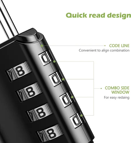 Vista 3 de KeeKit Cerradura de combinación, candado de combinación de 4 dígitos con llaves, cerradura de puerta impermeable reajustable para casillero