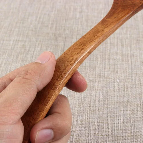 Vista 9 de EORTA Juego de 2 cucharas de madera para cocinar, 2 tamaños, cucharón profundo, salsas de madera natural, gachas de avena, cubiertos de sopa
