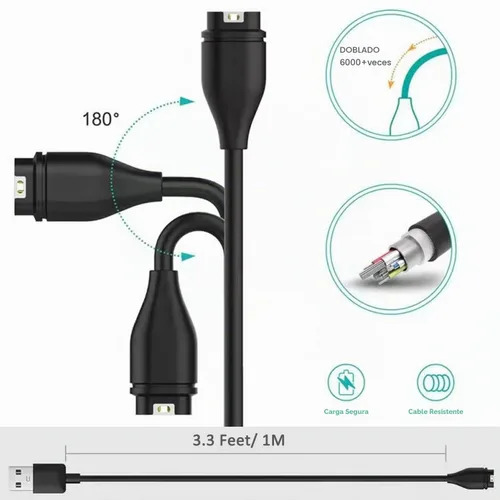Vista 7 de Ankky - Cargador para reloj Garmin de 3.3 pies, cable de sincronización de datos para reloj Garmin 5/5S/5X/Plus/6/6S/6X/Pro/Forerunner 935/Quatix