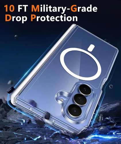 Vista 5 de FNTCASE Funda magnética para Samsung Galaxy Z Fold 7 con protección de bisagra Protector de pantalla, anti amarillento, cubierta de célula