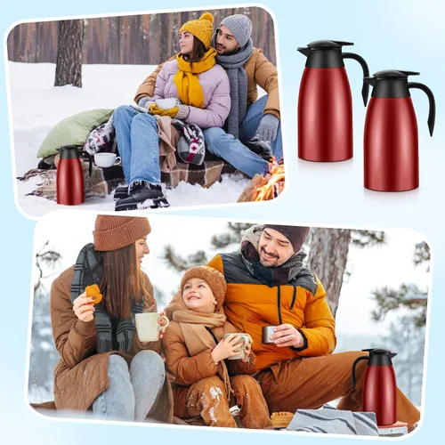 Vista 6 de 2 jarras térmicas de café de 51 onzas para mantener el calor aislado al vacío de acero inoxidable al vacío, jarra de café al vacío de doble pared