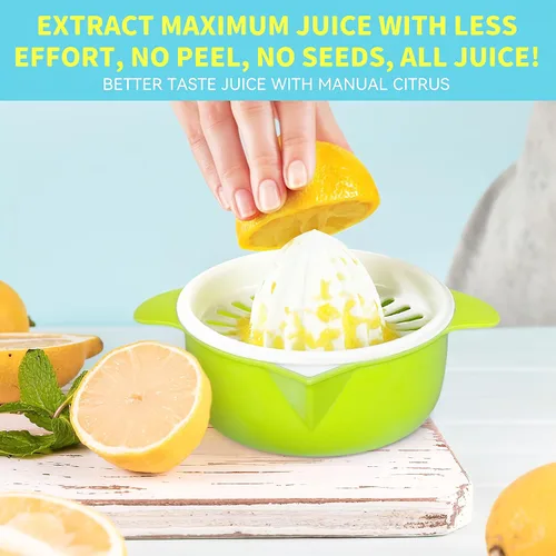 Vista 2 de Exprimidor de cítricos, exprimidor de limón, fruta naranja, exprimidores manuales de mano con boquilla de vertido, 8.5 fl oz