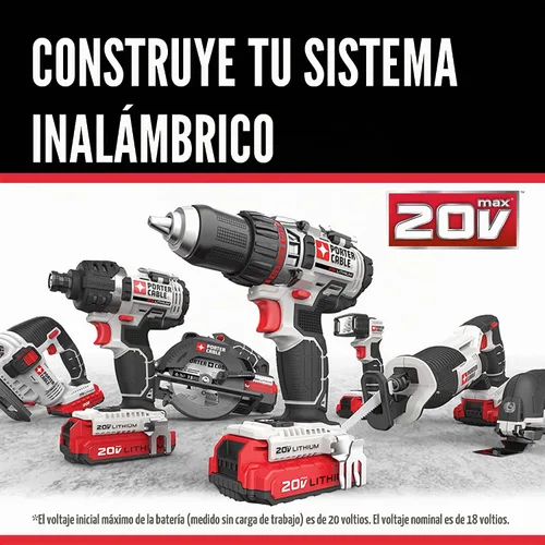 Vista 8 de PORTER-CABLE Juego de 8 herramientas de iones de litio de 20 V máximo, 2 baterías y cargador incluido (PCCK6118)