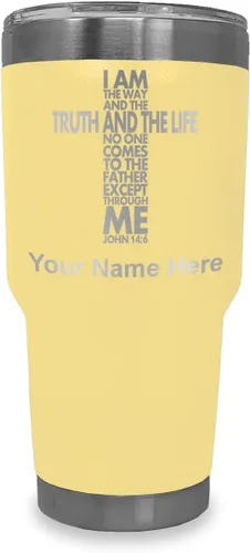 Vista 8 de LaserGram Vaso aislado al vacío de 20 onzas, versículo de la Biblia John 14-6, grabado personalizado incluido (negro) Engraved Gift for Christian