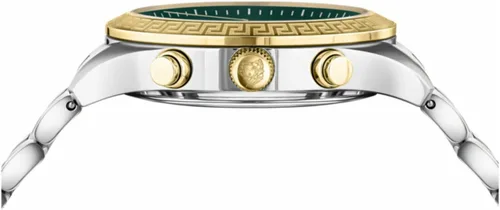 Vista 2 de Versace Greca Chrono Collection Reloj de lujo para mujer con una pulsera de oroplata con una caja de dos tonos y esfera verde, Verde, Greca Chrono