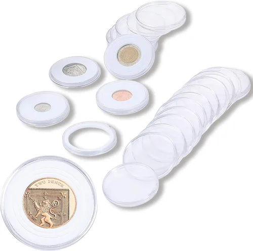 Vista 7 de 20 juegos de cápsulas para monedas de 46 mm con 6 tamaños de juntas de espuma, protector de estuche para colección de monedas (juntas negras