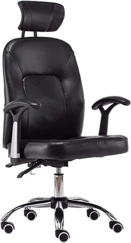 Vista 6 de Silla de oficina para computadora, silla ejecutiva de escritorio con brazos, silla giratoria de tareas y respaldo medio (negro)