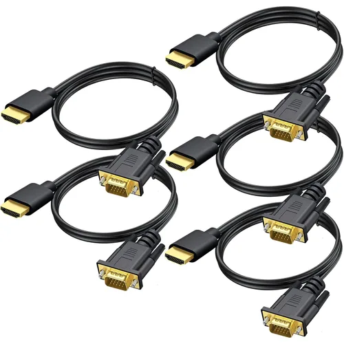 Vista 9 de Cable HDMI a VGA, paquete de 2 unidades, 3.3 pies chapado en oro para computadora HDMI a VGA para computadora, computadora de escritorio, laptop